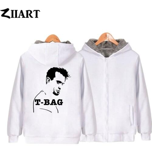 Prison Break T-Bag Prison Break T-Bag Man Boy Parkas Full Zip Coat Plus Velvet Autumn Winter Couple Clothes ZIIART