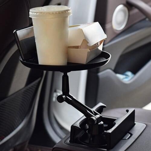 Cup Holder Tray for Tesla Model 3 Y S 2012-2021 Adjustable Car Tray Table Mobile Phone Holder Mount 360 Swivel Arm Food Table