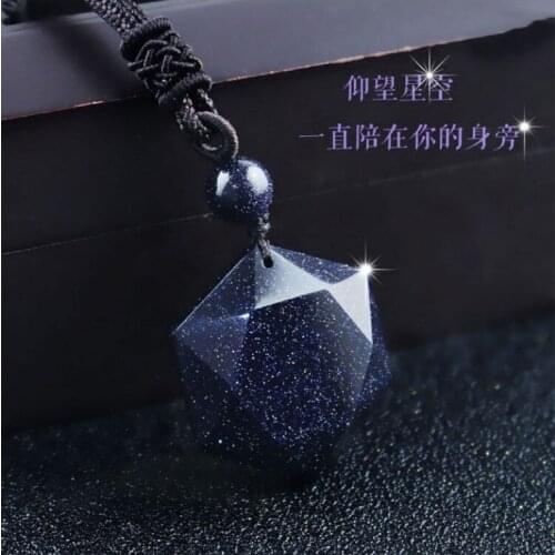 Beautiful blue sandstone six-pointed star pendant pendant men and women lovers pendants