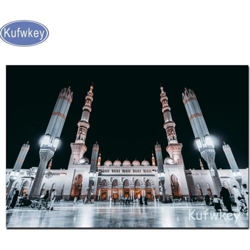 Full square diamond painting Embroidery Mosaic Painting for Living Room decor Islamic Architecture Masjid Religious Poster
