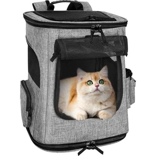 Cat Carrier Backpack, Portable Back Support Backpacks for Small Dogs Pets, Foldable Breathable Puppy Kitten Carrying Bag