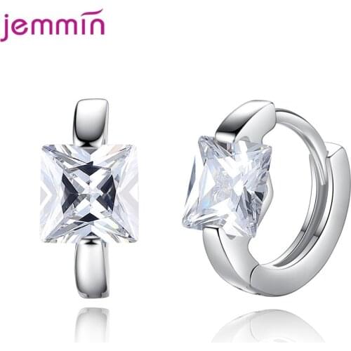 Super Good Quality Shiny CZ Zircon 925 Silver Vintage Crystals Charm Earrings For Women Girl Engagement Party Christmas Jewelry