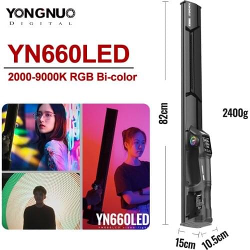 YONGNUO YN660LED RGB LED Light Stick Handled 2000-9900K Lighting painting creativity Fill Light For Youtube Advertisement Video