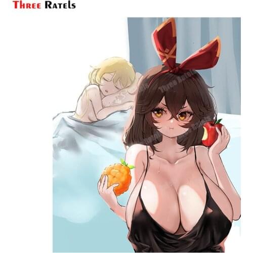 Three Ratels A348 Lumine And Amber Genshin Impact Sticker For Girls Bedroom Wall Cartoon Decortive Mural Vinyl Materal