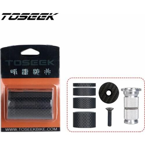TOSEEK Carbon Fiber MTB Road Bike Headset Stem Top Cap Cover Aluminum Expander Plug 55g