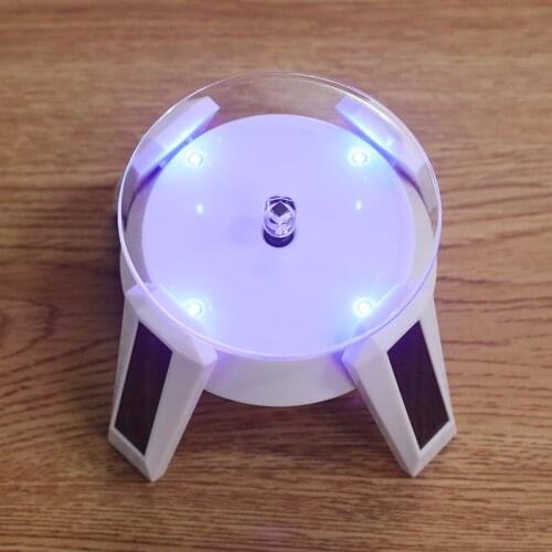 4 Colors Rotating Turntable Solar 360 Showcase Jewelry Watch Ring Phone Stand Display Jewelry Organizer Hard Display Stand