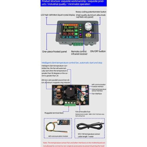 XY5008 DC DC Buck Converter CC CV 0-50V 8A 400W Power Module Adjustable Regulated laboratory power supply variable WIFF APP