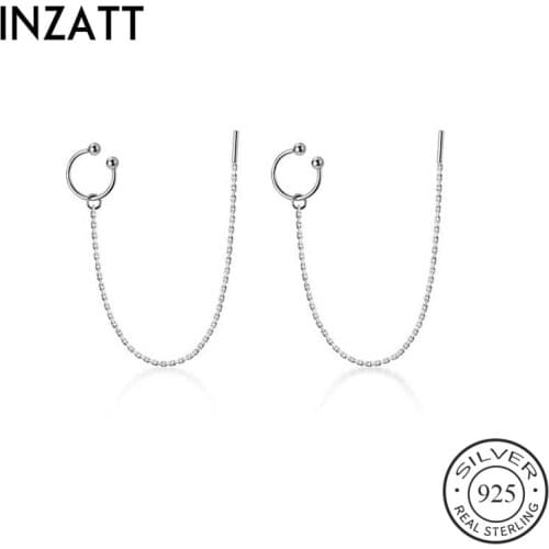 INZATT Real 925 Sterling Silver Letter C Bead Stud Earrings For Fashion Women Party long Chain Tassel Fine Jewelry Accessories