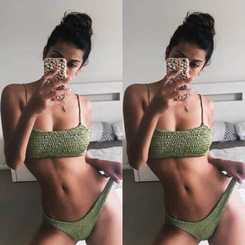 Women Bikinis Set Pleated Swimwear Separated Pieces Suit Female Swimsuit Sexy Low Waist Bikini Set Summer Swim New Fashion 2021