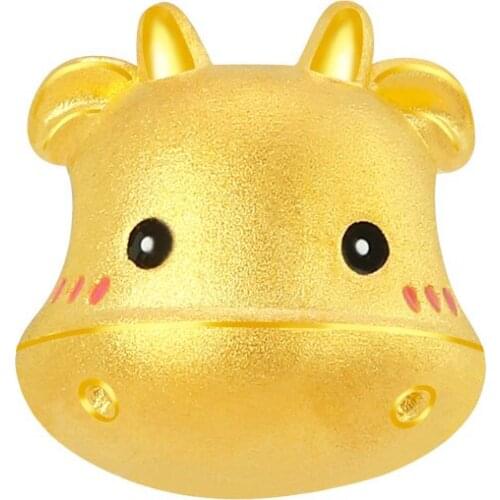 Pure 24K Yellow Gold Bracelet Women 999 Gold 3D Hard Gold Cute OX Bracelet