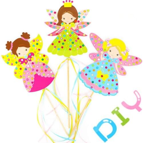 1Pc Children DIY Fairy Stick Handmade Princess Magic Stick Toy Handmade Materials Package Sticker Girl Gift DIY Craft Toys