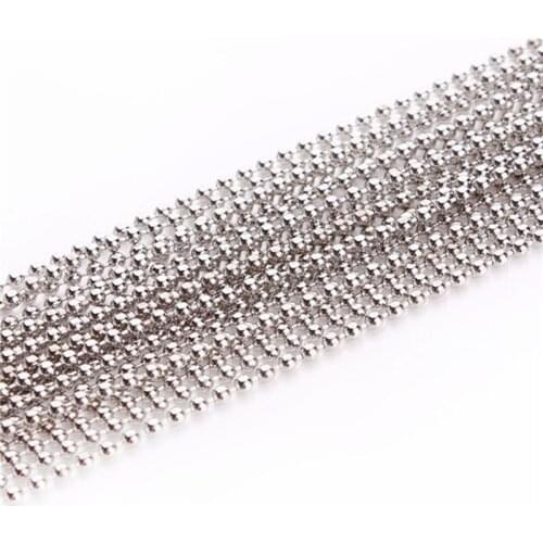 10 Meters/lot Rhodium 1.2mm 1.5mm 2mm 2.4mm 3.2mm Bead Ball Chains for Necklace Bracelet DIY Jewelry Making Findings Wholesale