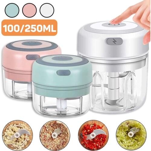 100/250ml Mini USB Wireless Electric Garlic Masher Sturdy Press Mincer Vegetable Chili Meat Grinder Food Chopper Kitchen Tools