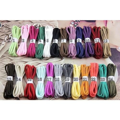 100yard 3mm 24color flat string Korea velvet imitation Leather Cords Ropes Lines Wires DIY Jewelry Accessories
