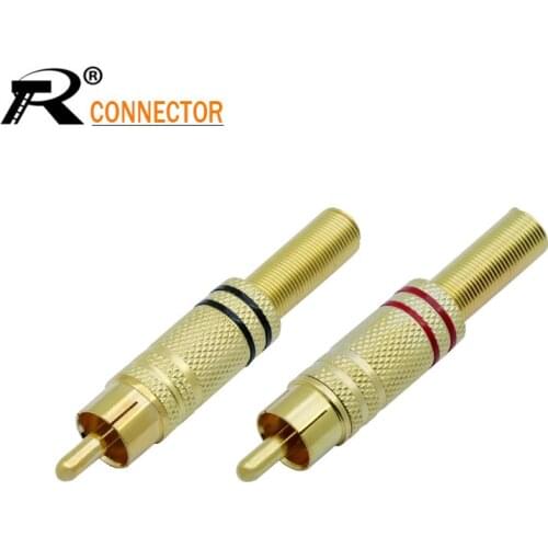 2pcs/ 1pairs RCA Connector DELUXE SUPER QUALITY RCA GOLD PLATE PLUG WHOLESALE AUDIO MALE CONNECTOR W METAL SPRING 4PCS/LOT
