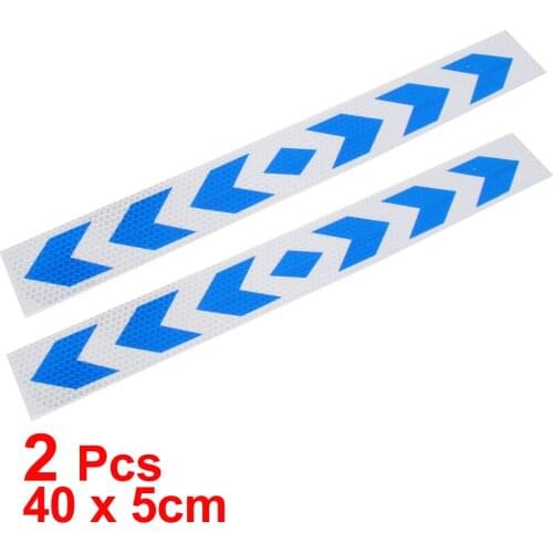 X Autohaux 2 Pcs Blue Silver Tone Arrow Pattern Reflective Car Sticker Decal