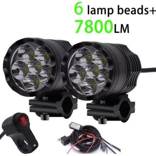 2PCS Universal 6 Chips LED Motorcycle headlights Motos Bulb Motorbike Waterproof Fog Spot 7800 LM Spotlight Super Bright
