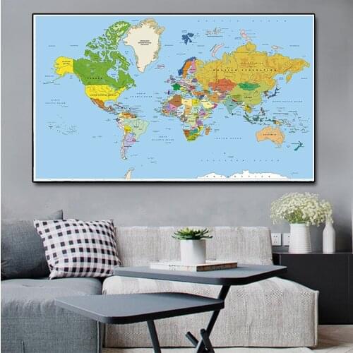 255*150cm The World Map Decorative Poster And Prints Non-woven Canvas painting Wall Decor School Supplies Room Home Decoration