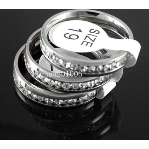 Wholesale 36 Pcs Comfortable Fashion Stainless Steel Rings Full circle Zircon Fashion Jewelry