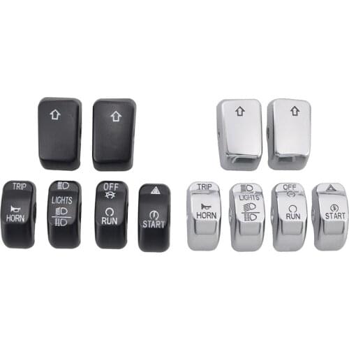 6pack Hand Control Switch Housing Button Caps for Harley Touring 96-13, Chrome Finished