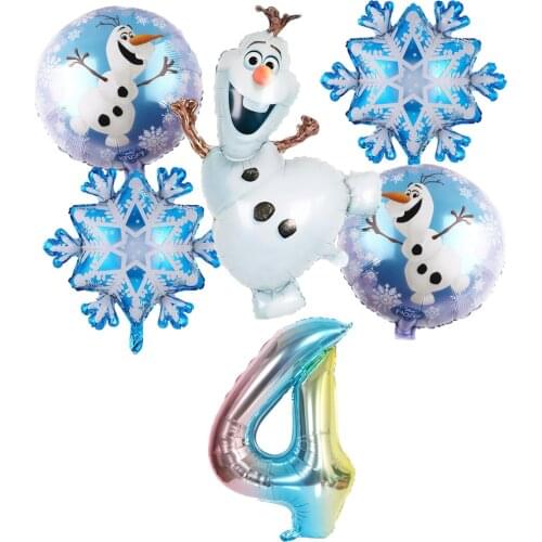 6pcs Frozen Olaf Helium Balloons Baby Shower Decors Blue Number Foil Globos Birthday Party Decorations Kids Classic Toys Gifts