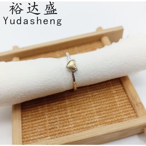 925 Sterling Silver 2021 Mothers Day Jewelry Domed Golden Heart Ring