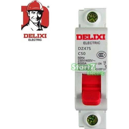 50A 1P "C" Curvers 6KA Miniature Circuit Breaker DZ47S DELIXI MCB