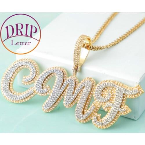 Custom Name Double Color Letters Mens Hip Hop Rock Street Jewelry