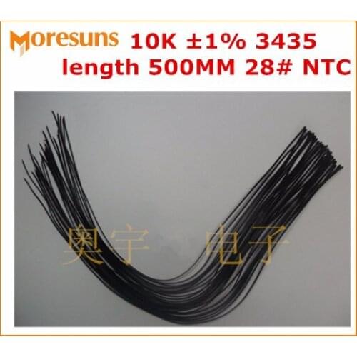 Fast Free Ship 100pcs/lot NTC thermistor temperature sensor 10K 1% 3435 length 500MM 28# NTC