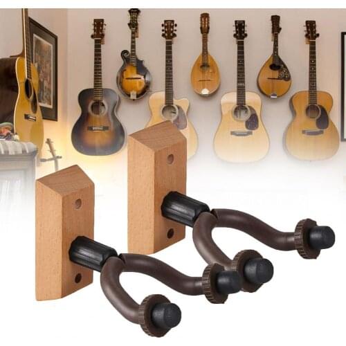 1 Set Wood Guitar Hanger Holder Wall Mount Rack Bracket Display Stand Hook Fits Most Guitar Bass Accessories To Install+Screws