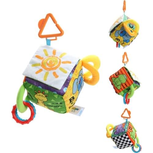 Baby Kids Toys Cartoon Animal Cube Rattle Ball Book Plush Ball Teether Toys Cubes for Children Newborns Baby Soft Mobile Rattles