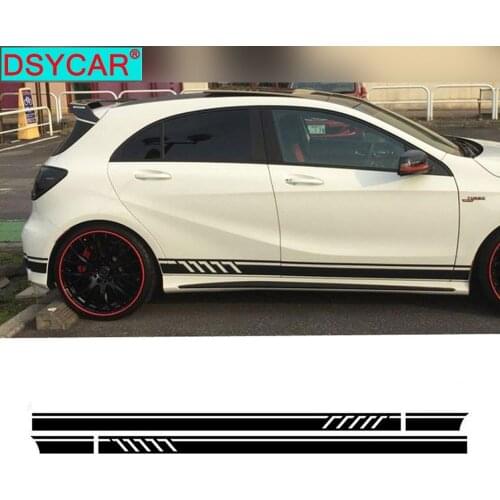 DSYCAR 1Pair Car Racing Door Side Stripes Skirt Body Decal Stickers Car Styling Accessories for Mercedes Benz A Class