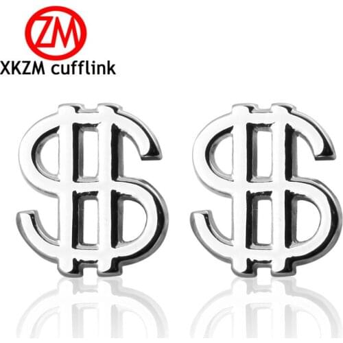 Formal silvery dollar $ Cufflink for Mens Suits Buttons Geometric Wedding Cufflink French Grooms Shirt Brand Cuff Links