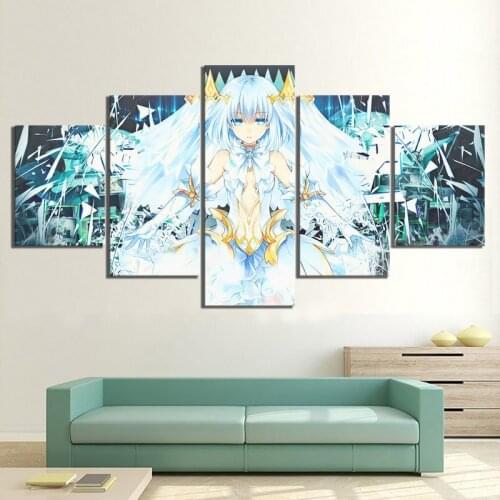 Canvas Painting 5 Panel DATE A LIVE Pictures Cartoon Wall Art for Living Room Anime Girl Home Decoration Modular Prints Poster