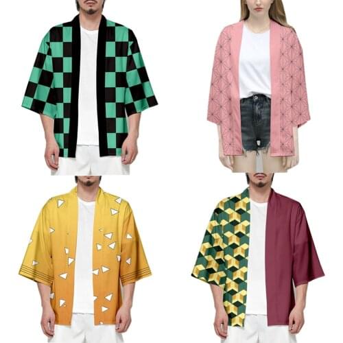 Anime Demon Slayer Kimetsu no Yaiba Cosplay Costume Kamado Nezuko Tomioka Giyuu Cloak Jacket Haori Kimono Yukata Men Women