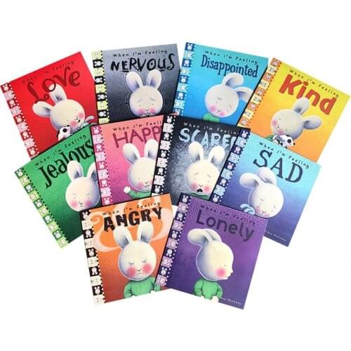 10 Books/set When I 'm Feeling Hairy Rabbit Picture Story Reading Book English Baby Kids Regulate Emotion Management Books