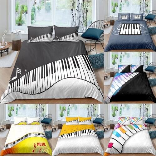 ZEIMON Colorful Piano Keys 3D Bedding Set Music Notes Duvet Cover Sets Queen King Single Size Luxury Home Decor Microfiber