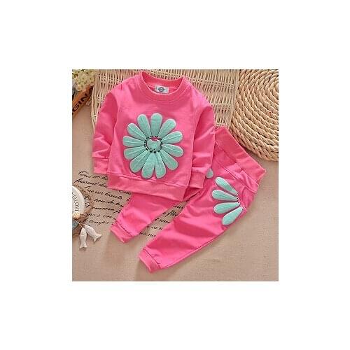 Girls Clothing Sets Cartoon Sunflower 2016 Spring Autumn Childrens Wear Cotton Casual Tracksuits Kids Clothes Sports Suit