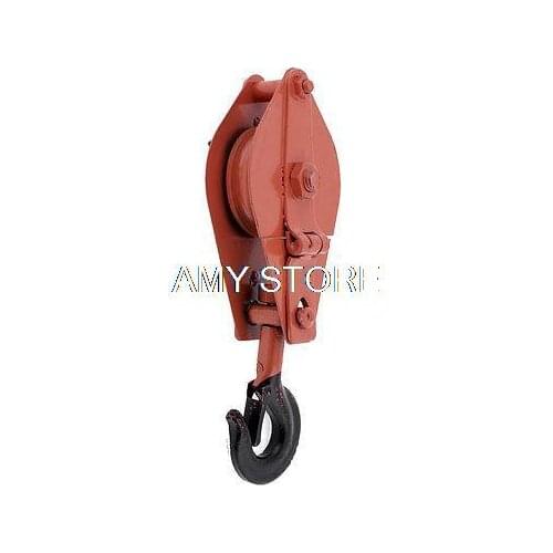 Red Swivel Single Lifting 500Kg Limit Metal Sheave Block Rope Pulley