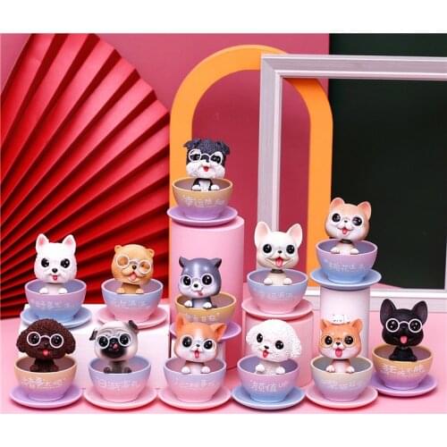 Cute Fortune Blind Box Girl Heart Hand-made dolls Shaking Head Dog cat Doll Couple Gift lucky bag room decor desktop Decorations