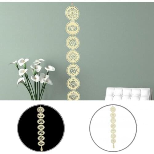 Easy to Install Fashion Yoga Wooden Grid Art Symbol White Wall Hanging Ornament Simple for Dorm
