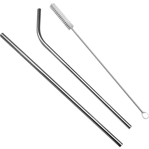Metal Reusable 304 Stainless Steel Straws Straight Bent Drinking Straw With Case Cleaning Brush Set Party Bar accessory