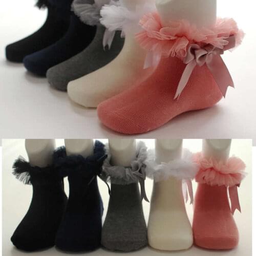 Lace bowknot baby girl socks lovely bitter fleabane ballet ribbon priness socks lace bow short cute girls sock infant
