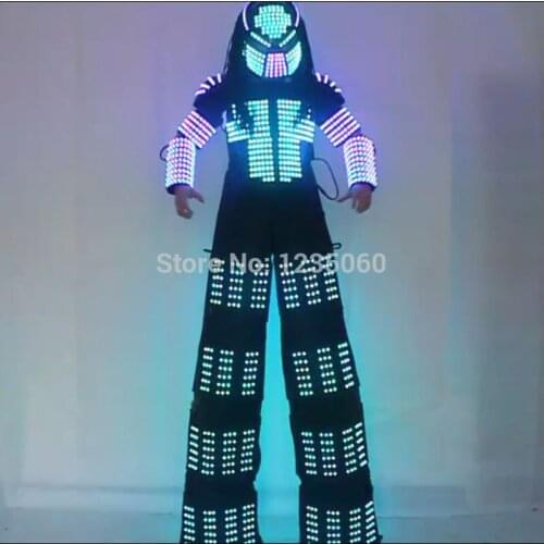 New Arrivals LED Robot Costume David Guetta LED Robot Suit, Laser robot jacket Rangers Stilts Clothes Luminous Costumes