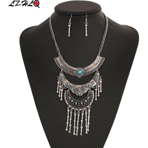 LZHLQ 2019 brand Fashion luxury Beads Maxi Statement Necklaces Pendants boho Vintage Ethnic collar Choker Necklace Women Jewelry
