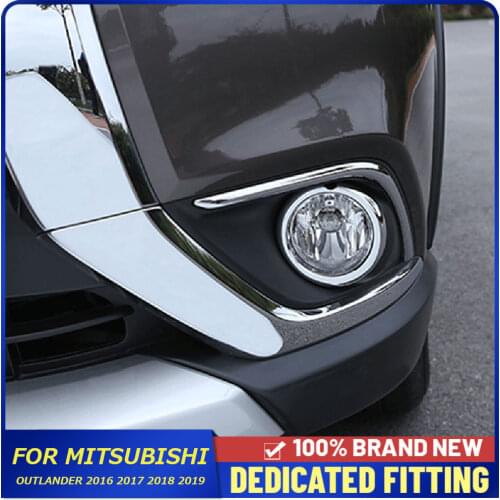 Fit For Mitsubishi Outlander 2016 2017 2018 2019 Front Fog Light Lamp Circle Cover Frame Auto Accessories