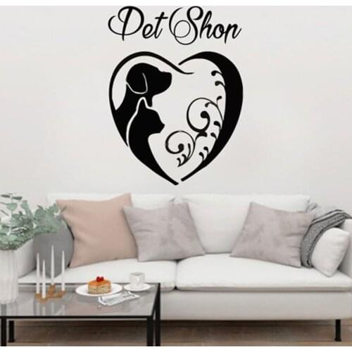 Pet shop Wall Decal Best friend Dog Cat Animals Interior Design Decoration Cute Animal Art Mural Vinyl Wall Stickers S355