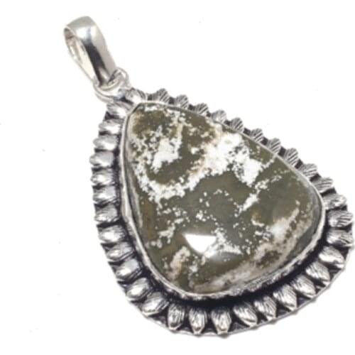 Genuine Ocean Jasper Pendant Silver Overlay over Copper, Hand made Women Jewelry Gift