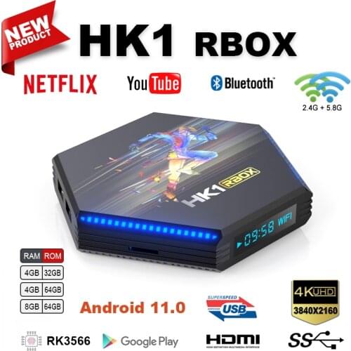 HK1 RBOX R2 Android 11.0 Smart TV BOX RK3566 Cortex-A55 Dual Wifi 2.4G/5.8GHz 4GB/8GB 128GB 64GB Media Google Player Youtube