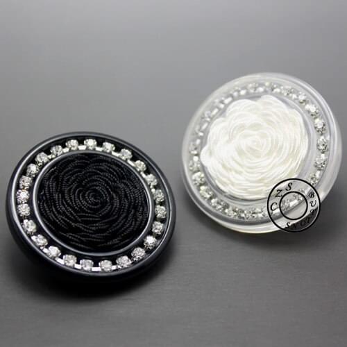 Free Shipping 34mm 3pcs/lot Super Quality Black and White AAA Rhinestones Decorative Button Round for Mink Coat